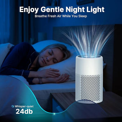 Air Purifiers for Bedroom, Dorm Room, True HEPA Filter for Smoke, Beige