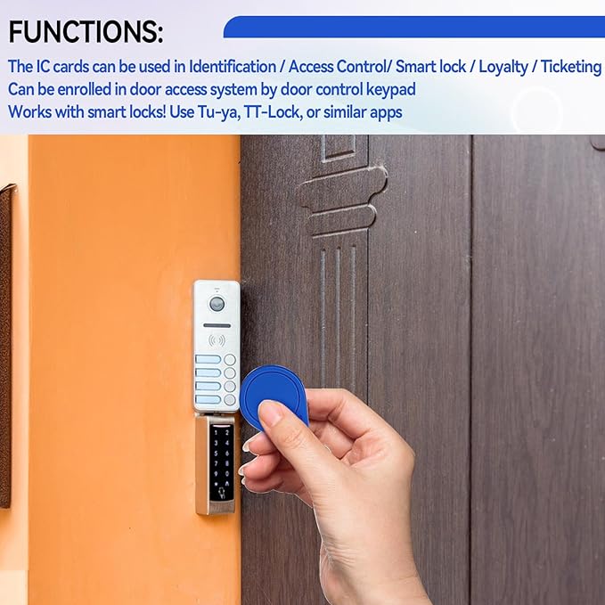 JOJOCY 50 PCS 13.56MHz MFR Ultralight C ULC Key Fobs, NFC Tags, ISO14443A RFID Access Control Key Cards for Smart Door Locks (Blue)