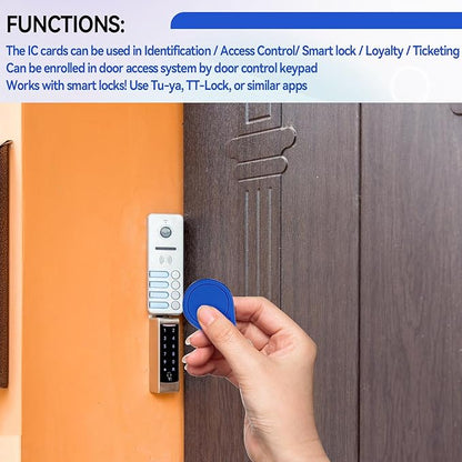 JOJOCY 50 PCS 13.56MHz MFR Ultralight C ULC Key Fobs, NFC Tags, ISO14443A RFID Access Control Key Cards for Smart Door Locks (Blue)