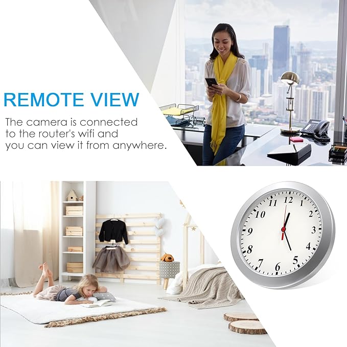 WiFi Security Camera Clock,1080P Wireless Security Cameras Wall Clock Nanny Cam with Motion Detection Alarm/Remote View, Indoor Covert Security Secret Camera Surveillance