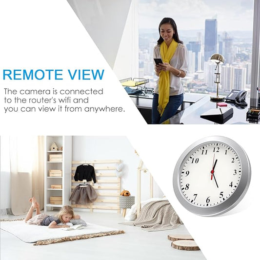 WiFi Security Camera Clock,1080P Wireless Security Cameras Wall Clock Nanny Cam with Motion Detection Alarm/Remote View, Indoor Covert Security Secret Camera Surveillance