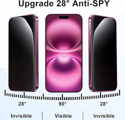 Juvraixo for iPhone 16 Plus Privacy Screen Protector 6.7 inch Tempered Glass 28° Anti-Spy Private Anti Blue Light Full Coverage Anti-Scratch HD Easy Installation Frame 2