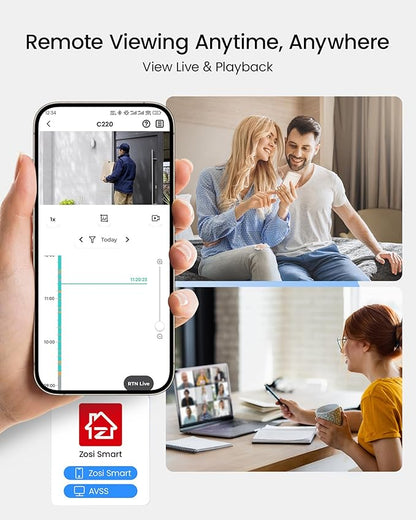 ZOSI C220 16CH 4K PoE Home Security Camera System, 16CH 8MP 4K NVR with 4TB HDD for 24/7 Record, 14 x 4MP(1440p) QHD 2.5K Dome IP Cameras Outdoor Indoor, Smart AI Human Detection, Two-Way Audio