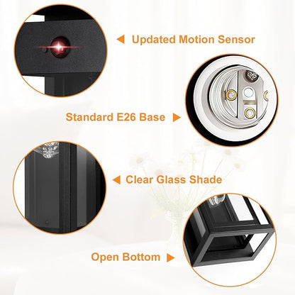 15" Large Outdoor Wall Lights, Dusk to Dawn Motion Sensor Outdoor Lights, Waterproof Anti-Rust Wall Sconces, Exterior Lighting Fixtures for Front Door, Porch, Garage, 1 Pack
