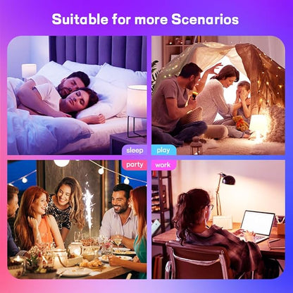 Smart Light Bulbs,Full Color Changing Dimmable LED Bulb,Compatible with Alexa and Google Assistant,UL FCC Certified,2.4GHz WiFi+Bluetooth LED Light Bulbs, Music Sync Smart Home Lighting (12)