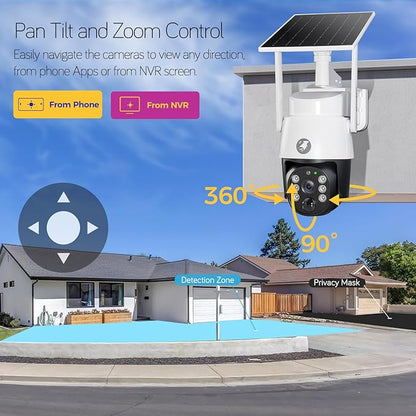 xmartO 4MP QHD Wireless PTZ Solar Security Camera, WiFi 6 5G Dual Band, Wire-Free Easy Installation, No Monthly Fee, Outdoor/Indoor Home Use, Wall/Ceiling/Tree/Pole/Corner Mount