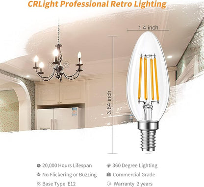 Qingmiao B11 E12 LED Candelabra Bulbs Dimmable 4W(40 Watt Equivalent), Chandelier Light Bulbs 400lm, 3000K Soft White, Ceiling Fan Bulbs for Candle Light, Home Decor, Wall Lamps, Table Lamps, 12 Pack