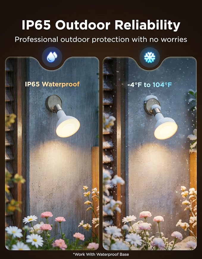 Govee Smart Light Bulbs A19 4 Pack PAR38 Smart Bulbs,1300Lm Outdoor Flood Light Bulb 2 Pack