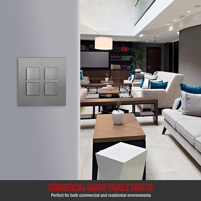 ENERLITES Space Gray Double Paddle Decorator Single Pole Switch, 15A