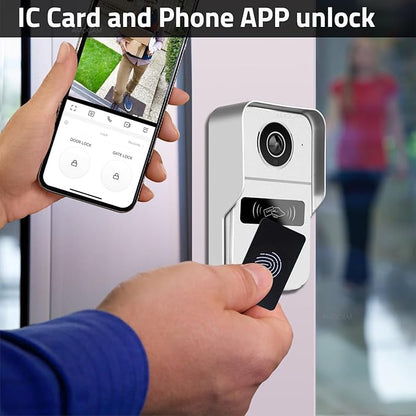 2-Wired Video Intercom System, Video Doorbell Camera with 10 inch Touch Screen, Timbre con cámara, Wireless WiFi Tuya APP Remote Control Door Bell Phone for Home Villa Apartment