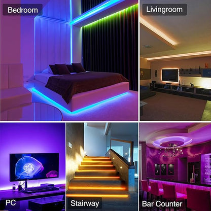 8mm 24V Blue Color COB LED Strip Light Flexible High Bright Ribbon LED Tape 480LEDs/m 16.4FT/5M CRI>90 for House Kitchen Room Ceiling Decor (DC24V, Without Power Supply)