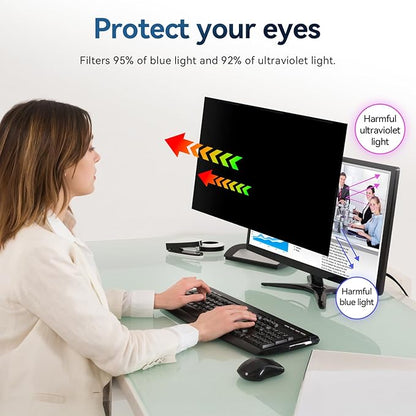 [2-Pack] 27 Inch Magnetic Computer Privacy Screen Filter for 16:9 Widescreen Monitor, Removable Eye Protection Anti Glare Blue Light Filter Privacy Shield, Anti Spy Screen Protector Film 27 in