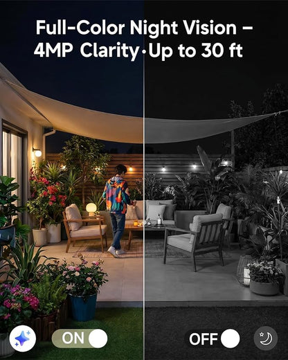 2.5K 4MP Security Camera Outdoor 5G/2.4G WiFi 360°View Color Night IP65 PTZ