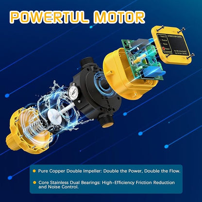 1HP Water Pressure Booster Pump for Home, 1080GPH Smart Control Shallow Well Jet Pump, Stainless Steel Automatic On/Off Sprinkler Pump, 115V Self-Priming Pump for Whole House, Garden, Irrigation
