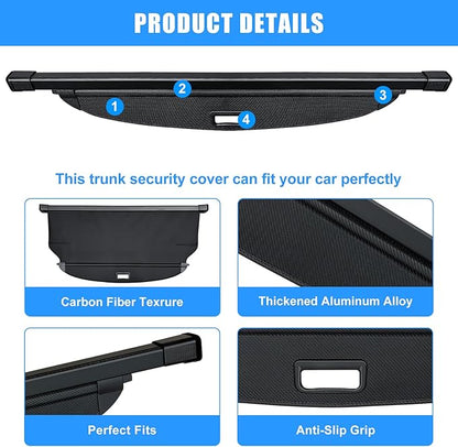 AUXKO Retractable Cargo Cover for Hyundai Tucson 2026-2022, Trunk Cover Luggage Security Shade Cover for 2026 2025 2024 Hyundai Tucson Shielding Shade Anti-Peeping Luggage Privacy Screen, Carbon Fiber