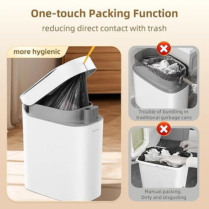 MOPALL 3.5 Gallon Motion Sensor Trash Can with Lid, Slim Touchless Automatic Garbage Bin, Space-Saving Wastebasket for Bathroom Bedroom Living Room Office, White