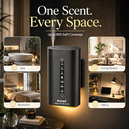 Wall Plug-in Waterless Essential Oil Diffuser, Smart Cold Air Scent Diffuser for Home, App-Controlled, 600 Sq Ft Coverage, Odor Eliminator, Includes 50ml My Way Aromatherapy Oil (Black)