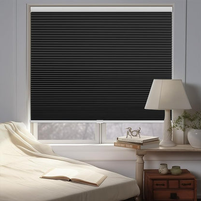 Changshade Black Blinds for Windows Cellular Shades Cordless, Window Shades Blackout Honeycomb Blinds Pleated Room Darkening for Home, Living Room, Bedroom, Bathroom, Easy to Install