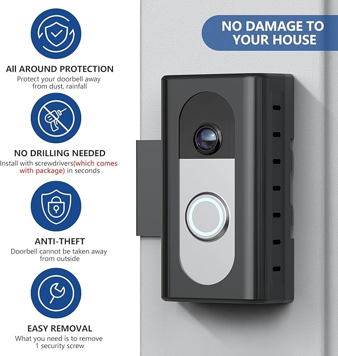 KIMILAR Anti-Theft Video Doorbell Mount Compatible with Ring/Blink Wireless Video Doorbell, Adjustable Mounting Bracket Accessories for Houses, Apartments, Businesses, Not for Blink 2nd Gen
