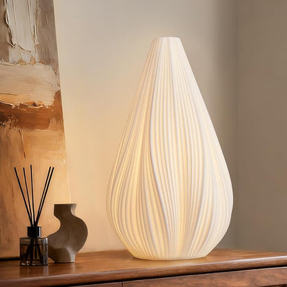RONDURE Modern Ceramic Decorative Table Lamp Living Room Bedroom Bedside | Handcrafted Unique Warm Ambient Lighting Lamp, Accent White Translucent Ceramic shade, Fully Dimmable, Corded, Bulb Included