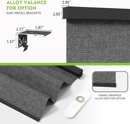 Motorized Blinds with Remote，100% Blackout Smart Blinds Motorized Roller Shades Compatible with Alexa Automatic Blinds for Windows Electric Window Blinds Customized Size Dark Gray Mist