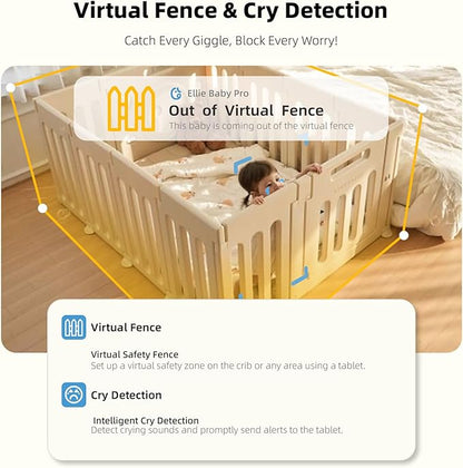 Ellie Pro Baby Monitor with Camera and Audio,5'' IPS 2K UHD Resolution,6000mAh Battery, Remote Pan-Tilt-5X Zoom, 2-Way Talk,No WiFi, Night Vision, Virtual Fence 24hr Play Back and 1000ft Range
