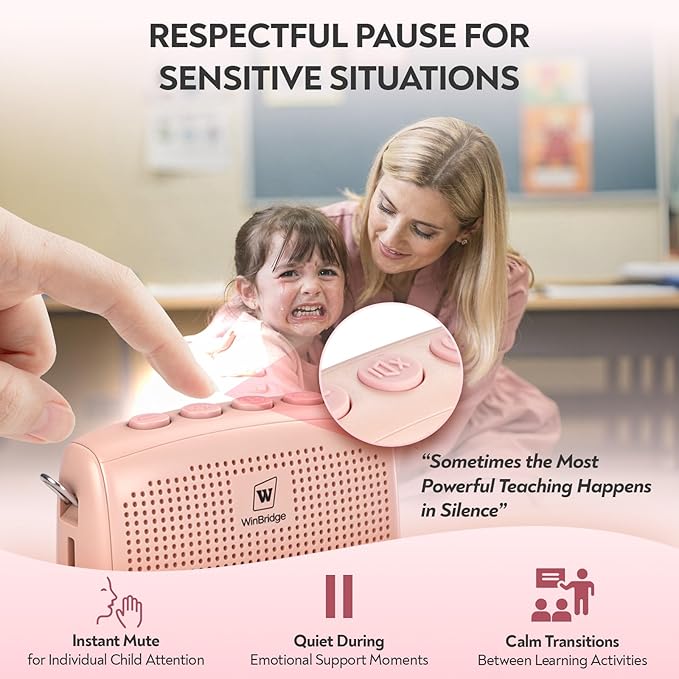 WinBridge Voice Amplifier with Bluetooth, Portable Speaker and Microphone Set, Wireless Mic Headset Speaker for Teachers, Tour Guide, Publick Speaking, Fitness Instructors, Features Mute, WB002 Pink
