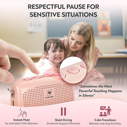 WinBridge Voice Amplifier with Bluetooth, Portable Speaker and Microphone Set, Wireless Mic Headset Speaker for Teachers, Tour Guide, Publick Speaking, Fitness Instructors, Features Mute, WB002 Pink