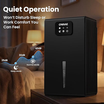 Dehumidifier, 1000 sq.ft Quiet Dehumidifiers for Home Bedroom Bathroom Basement with 95oz Water Tank, Sleep Mode, Auto Shut-Off 7 Colors LED Light, Black