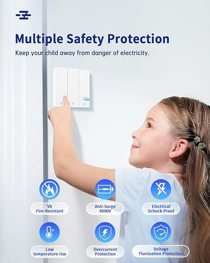 Remote Control Outlet Plug, 15A/1500W Wireless Light Switch for Lights, Fans, Projectors, Kitchen Appliances, 500 Feet RF Range Remote Light Swich Wireless, 3 Outlets & 1 Remote