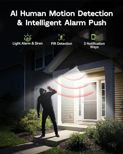 2K 5G Solar Security Cameras Wireless Outdoor 2-Pack, Wireless Cameras for Home with Full Color Night Vision, PIR Motion Detection, 5G&2.4GHz WiFi/IP66/ Alexa/2 Way Talk