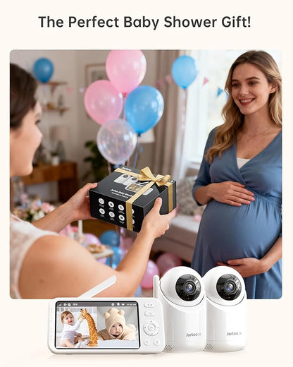 Jartoo 2K 5.5" Video Baby Monitor with 2 Cameras and Audio,AI Cry Detect 1860ft Long Range Baby Monitor No WiFi Baby Camera Wireless,Clear Night Vision,ANC, 2-Way Talk,White Noise,6000mAh [2025 New]