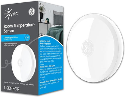 GE Cync Smart Temperature Sensor, Works with Cync Smart Thermostat (Required and Sold Separately) to Reduce Hot and Cold Spots, Easy Mounting and DIY Installation, White