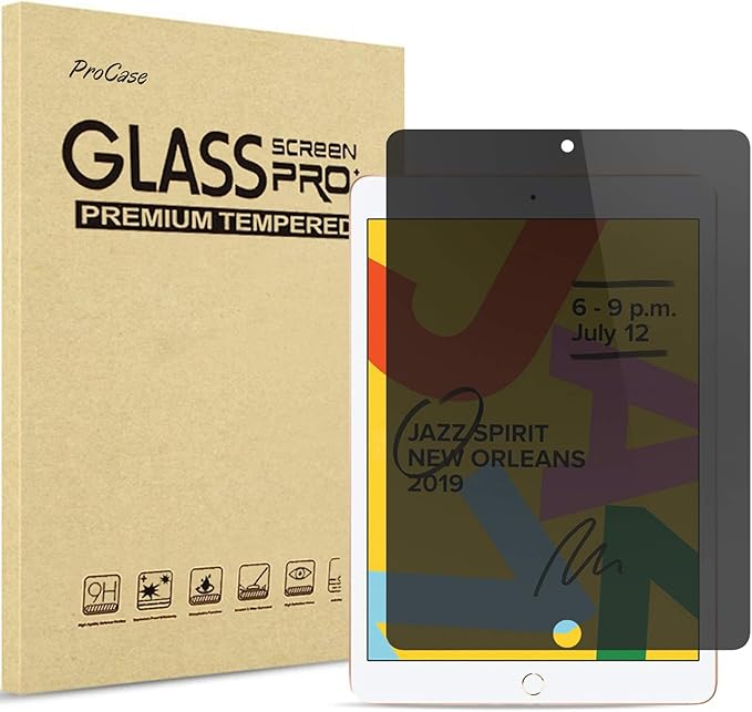 ProCase Privacy Screen Protector for 10.2 iPad 9th 8th 7th 2021 2020 2019, Anti-Spy Anti-Scratch Tempered Glass Film Guard -1 Pack