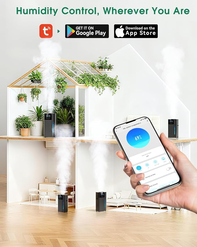 18L/4.7Gal Smart Humidifier Large Room, Warm & Cool Mist Humidifier for Bedroom, Up to 2500 sq ft Whole House Coverage, 800mL/h Output, Top Fill, 24H Timer, 70H Runtime, Humidifier for Home, Plant