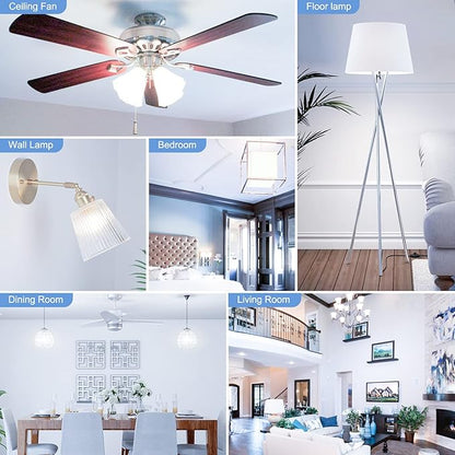 8 Pack Ceiling Fan Light Bulbs E12 Base, 60Watt Equivalent, 6000K Cool Daylight, A15 Small Candelabra Base Chandelier Bulbs, 600LM, 120V, CRI 85+, Non-dimmable
