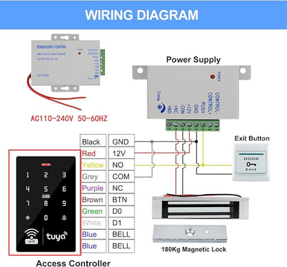 Tuya Waterproof Access Control with 10 IC Cards | ABS housing, IP68 waterproof, 1000 users, keypad+APP, IC/ID dual-frequency, 1-99s adjustable