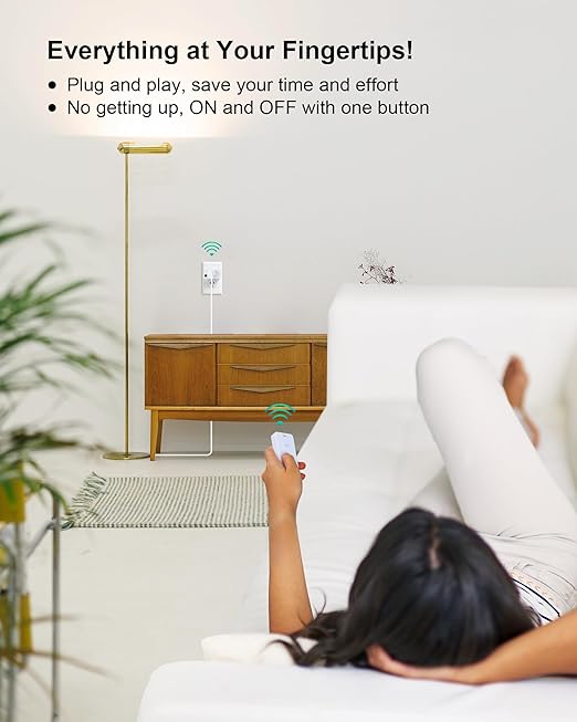 Remote Control Outlet with Portable Magnetic Switch, 200FT Long Range Wireless On Off Switch, Mini Electrical Outlet Plug, 15A/1875W High-Power for Lamps, Lights, Household Appliances