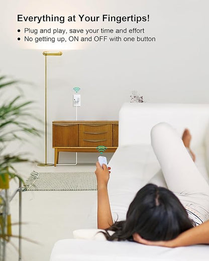 Remote Control Outlet with Portable Magnetic Switch, 200FT Long Range Wireless On Off Switch, Mini Electrical Outlet Plug, 15A/1875W High-Power for Lamps, Lights, Household Appliances