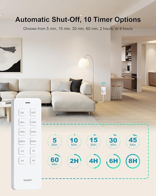 Remote Control Outlet with Countdown Timer, Portable Magnetic Switch