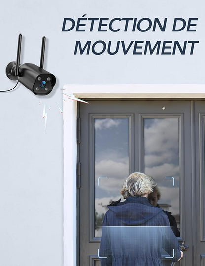 GNCC Outdoor Security Camera Wireless, 2K Cameras for Home Security, Color Night Vision, Motion Detection, 2-Way Audio, Cloud Storage Subscription Required, IP65 Waterproof, Only 2.4GHz (Black-1P)