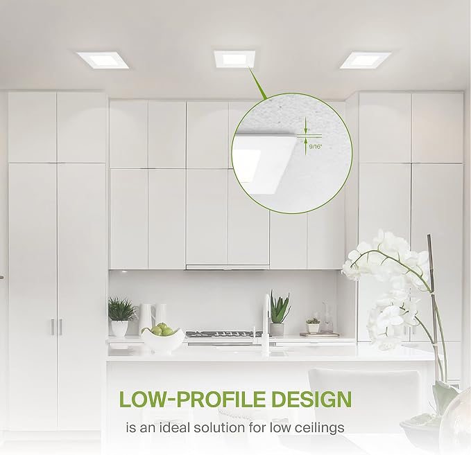 ASD 24 Pack LED Square Recessed Lighting 3 Inch, 5 CCT 2700K-5000K CRI90+, 6W 30W Eqv, Ultra Thin Dimmable Ceiling Lights with J Box, Canless Wafer Downlight, Slim Panel Light, UL Energy Star, White