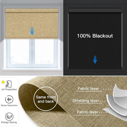 Tokblind Motorized Blackout Roller Shade Fabric Covered Valance and Bottom Rod, Remote Control Electric Window Blind Compatible with Alexa Google via Hub, Custom Size (Dark Coffee - Wrapped Fabric)