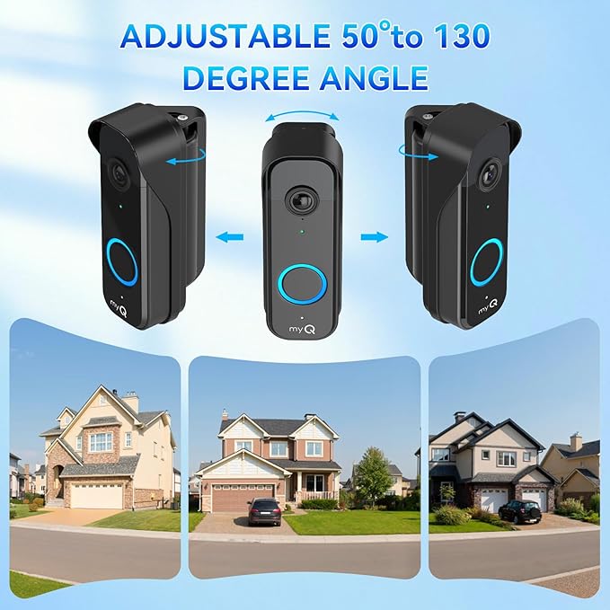 Power Adapter Kit for myQ Video Doorbell, 25FT/7.5M Weatherproof Charging Cable and Adjustable Swivel Doorbell Mount, Continuous Charging Your Doorbell, Compatible with Homes, Apartments - Black