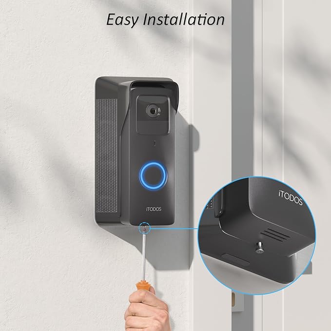 iTODOS Solar Charger for Blink Video Doorbell,Solar Power Bank Mount,Continuously Supply Power to The Doorbell,IPX7 Waterproof-(Not for Blink Video Doorbell 2nd Gen)-13200
