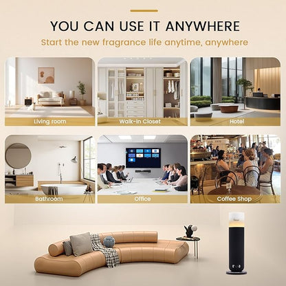 Hotel Collection Diffuser Machine,Fabric-Wrapped Design,Candlelight Atmosphere Lamp,1000 Sq Ft,Waterless Essential Oil Diffuser,Hotel Scent Diffuser,Scent Air Machine for Home - Weave Black