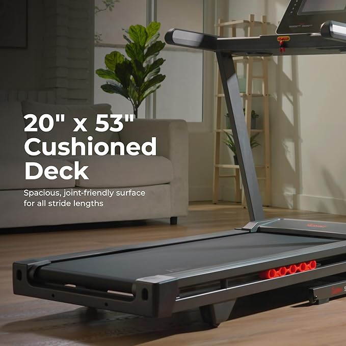 Sunny Health & Fitness Exercise Treadmills Double Deck Sizes and Incline Features with Bluetooth & SunnyFit App