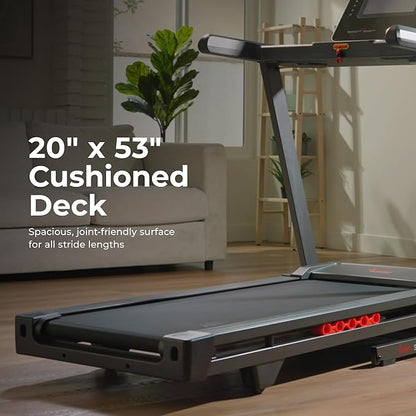 Sunny Health & Fitness Exercise Treadmills Double Deck Sizes and Incline Features with Bluetooth & SunnyFit App