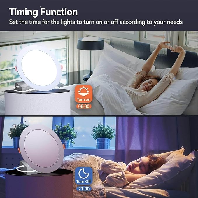 Smart Recessed Lighting 6 inch, 4Pack RGBCW Recessed Ceiling Lights with Junction Box, 16W 1350lm LED Recessed Lights 2700 to 6000K Canless LED Downlight Dimmable by Alexa and APP
