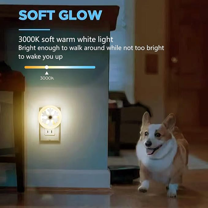 Smart LED Night Light [2-Pack], Plug-in with Auto Dusk to Dawn Sensor | Dimmable, Energy Efficient, Compact Wall Lights for Bedroom, Bathroom, Hallway, Kitchen (Snowflake Warm Light, 2)